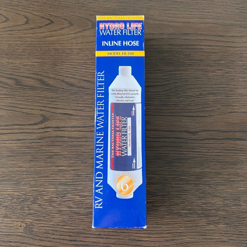 Hydro Life HL-180 Inline Hose Water Filter RV Marine Bacteria Fighter Blue White